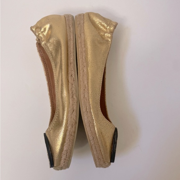 Tory Burch Reva Gold Ballet Flats Sz 6 - Picture 6 of 13